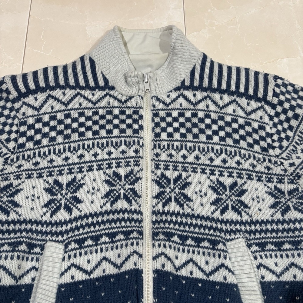 Vintage Chore Coat Barn Jacket Winter Pattern Zip Women's S Aztec Snowflake 90s - Picture 3 of 8